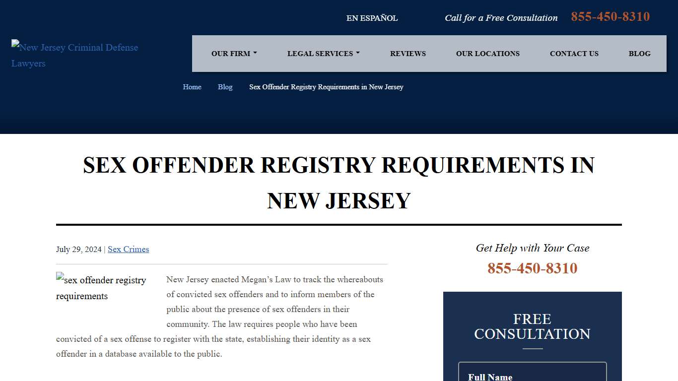 Sex Offender New Jersey Registry Requirements