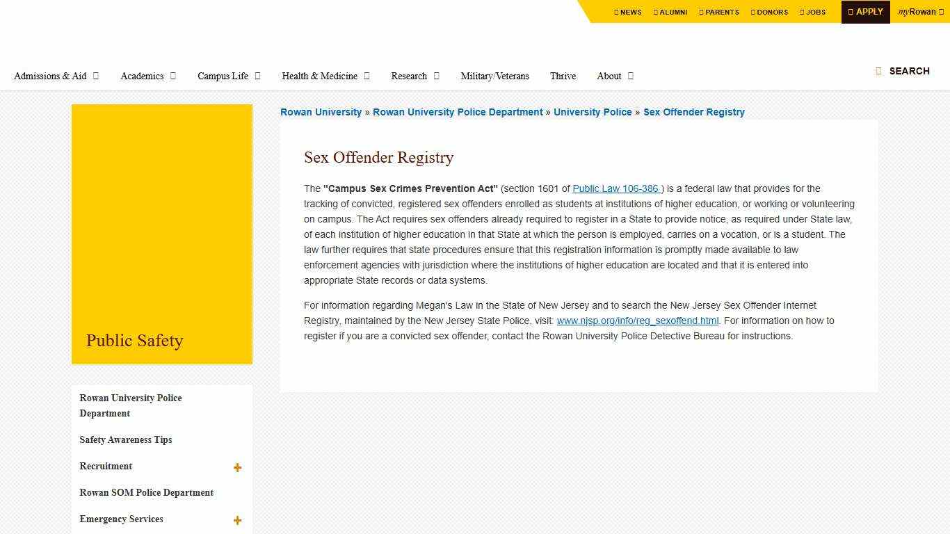 Sex Offender Registry