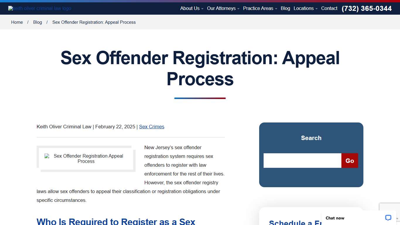 Sex Offender Registration: Appeal Process - Keith Oliver Criminal Law